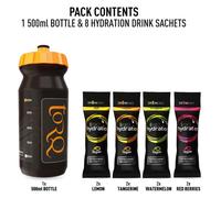Torq Hydration 500ml Bottle Sample Pack - 8 Drinks (2 X 4 Flavours) - Black / Orange / 500ml