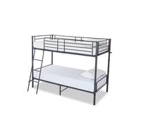 Torquay Metal Bunk Bed Frame, Single, Grey, Splits into 2 Single Beds Mattress Guru Dark Grey Single