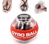 Torque Ball with Counter - Auto-Start Wrist Power Gyro Ball Gyroscope, Wrist Exerciser, Forearm Strengthener, Hand Strengthening Strength Trainer, Finger Exerciser with LED Lights red