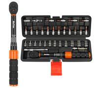 Torque Wrench Set 33 PCS, 2-24 Nm Bike Torque Wrench 1/4, with Dual-Direction 72 Teeth, ±3% Accuracy, Including Extension Bars, Socket Bits Set, 1/4"-3/8" Adapter, for Bicycle Repair