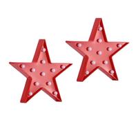 TORR 2 Pcs Star Plastic Night Lights Battery Operated LED Marquee Star Sign Star Shaped Movie Theater Decor Room Wall Lamps A