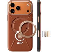 TORRAS 360° Ostand Q3 VegSkin for iPhone 17 Pro Case with Magsafe, 12FT Military Grade Protective | 360° Full-range Mount for iPhone 17 Pro cover with Camera Control & Stylish Brown