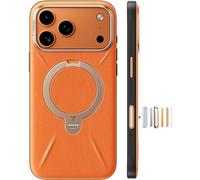 TORRAS 360° Ostand Q3 VegSkin for iPhone 17 Pro Case with Magsafe, 12FT Military Grade Protective | 360° Full-range Mount for iPhone 17 Pro cover with Camera Control & Stylish Orange