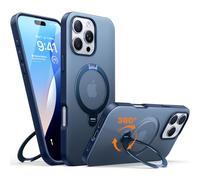 TORRAS 360° Spin Magnetic Stand for iPhone 16 Pro Case, Compatible with Magsafe,12FT Military Grade Shockproof, Slim Protective for iPhone 16 Pro Case, Matte Blue