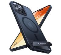 TORRAS for iPhone 15 Pro Max Case Invisible Titanium Stand [12FT Military Shockproof ] [TOP N56 Magnets] [20W Fast Charging] Truly Completely Flat & Slim Case iPhone 15 Pro Max Cover - Pstand Black