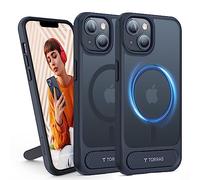 TORRAS [Invisible Titanium Stand for iPhone 13 Case，iPhone 14 Case [12FT Military Shockproof ] [TOP N56 Magnets] [20W Fast Charging] Truly Completely Flat & Slim Case iPhone 15 Cover - Pstand Black