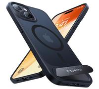 TORRAS [Invisible Titanium Stand for iPhone 15 Case [12FT Military Shockproof ] [TOP N56 Magnets] [20W Fast Charging] Truly Completely Flat & Slim Case iPhone 15 Cover - Pstand Black