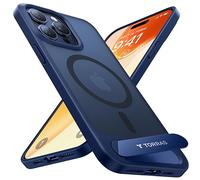 TORRAS Invisible Titanium Stand for iPhone 15 Pro Max Case [12FT Military Shockproof ] [TOP N56 Magnets] [20W Fast Charging] Truly Completely Flat & Slim Case iPhone 15 Pro Max Cover - Pstand Blue