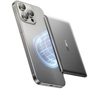 TORRAS MiniMag Ultra-Slim Power Bank for MagSafe, 18W Fast Charging 5000mAh Magnetic Portable Charger Small, Wireless Battery Pack with USB-C Cable for iPhone 16 Pro Max/15/14/13/12, Gray Titan.