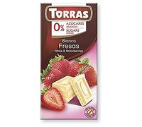 Torras No Added Sugar White Chocolate and Strawberry Bar, 75g