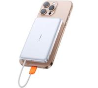 TORRAS PD3.0 Fast Charging Power Bank 10,000mAh with Integrated USB-C Cable, Slim Portable Battery Pack for iPhone 16/15, Samsung Series, Android, AirPods (Not Wireless), Pearl White