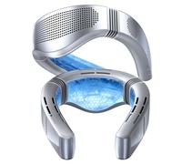TORRAS Portable Neck Fan Rechargeable, Neck Cooler with Cooling Plate, 2026 COOLiFY Cyber Fold Bladeless Personal Air Conditioner & Warmer, 6000mAh AI Quiet Wearable Fan for Travel Women & Men, Silver