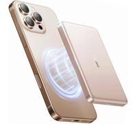 TORRAS Ultra Slim Power Bank for MagSafe Gold, 10000mAh Fast Charging Magnetic Portable Charger Thin, Wireless Battery Pack with USB-C Cable for iPhone 16 Pro Max/15/14/13/12, Desert Titan