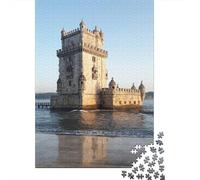 Torre De Belem Lisbon 1000 Piece Jigsaw Puzzle, Historic Square Architecture, Thick Cardboard Pieces, Decorative Artwork for Adults, Travel Gift, 38x26cm/1000pcs