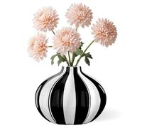 Torre & Tagus Abstract Black and White Vase - 7.25x5.5 Tall Modern Decor Ceramic Vase for Flowers with Stripes - Aesthetic Room Decor for Living Room Shelf, Fireplace Mantel, Entryway Console Table