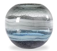 Torre & Tagus Andrea Handmade Swirl Glass Sphere Vase for Home Decor Living Room Centerpiece & Home Office, Blue