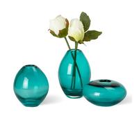 Torre & Tagus Bud Vase Set for Home Office Tabletop Centerpiece, Turquoise, Assorted