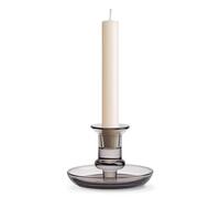 Torre & Tagus Delia Glass Candle Holder Taper Candle Holder with Candle Drip Protector, Gray Candlestick Holder with Round Candle Drip Catcher for Standard Candle Sticks for Table Centerpiece (Smoke)