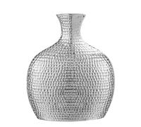 Torre & Tagus Hammered Ceramic Bottle Vase, Tall, Silver