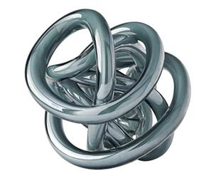 Torre & Tagus Orbit Hand Blown Glass Infinite Knot Sculpture - 10.5cm Glass Art Grey Knotted Ball, Home Decoration, Small Centerpiece Table Decoration for Home Interior (Grey Opaque)
