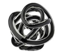 Torre & Tagus Orbit Hand Blown Glass Infinity Knot Sculpture - 4.5 Inch Glass Art Black Knot Decor Ball for Home Decor, Small Centerpiece Table Decoration for Home Interior (Solid Black)