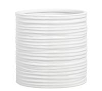 Torre & Tagus Ripple Ceramic Cylinder Vase Hand Crafted Classy Minimalist Design for Faux-Flower Center Piece Dining Room Living Room Accents, White