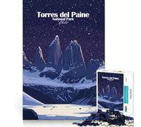 Torres Del Paine National Park Adults Puzzles 1000 Piece Jigsaws Brain Teaser Home Pastime Image Assembly Memorable Gift 38x26cm
