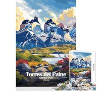 Torres Del Paine National Park Chile 1000 Piece Jigsaws for Adults Puzzle Stimulate Active Brain And Mind Gentle Relaxing Fun Activity (38x52cm)