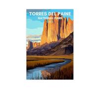 Torres Del Paine Poster Canvas Poster Wall Art Decor Print Picture Paintings for Living Room Bedroom Decoration 16x24inch(40x60cm)