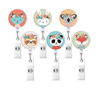 Torribala 6 Pcs Animal Badge Reels Retractable Badge Holder with Alligator Nurse Cute Badge for ID Card Holders