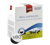 Torrié Milk Pods Compatible with Dolce Gusto® - White Coffee Capsules for Latte, Cappuccino & Macchiato - Powdered Milk Pods for Coffee Machines (80 Pods)