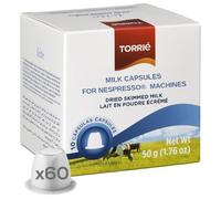 Torrié Milk Pods Compatible with Nespresso® Original Skimmed Milk Capsules - 60 Pods - Creamy Topping for Latte, Cappuccino & Macchiato Instant Foam