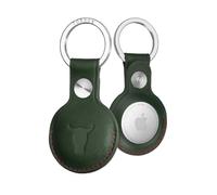TORRO AirTag AirTag Keyring Genuine Leather with Brushed Metal Ring (Green)