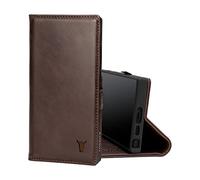 TORRO Case Compatible with Samsung Galaxy S23 Ultra 5G - Premium Leather Wallet Case with Kickstand and Card Slots (Dark Brown)
