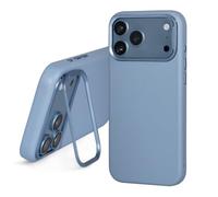 TORRO Leather Bumper Case Compatible with iPhone 17 Pro Max 6.9” 2025 - Slim MagSafe Compatible Case with Camera Kickstand (Light Blue)
