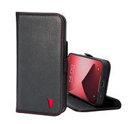 TORRO Leather Case Compatible with iPhone 12 Mini - Genuine Leather Wallet Case/Cover with Card Holder and Stand Function (Black)