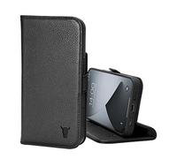 TORRO Leather Case Compatible with iPhone 14 - Genuine Leather Wallet Case/Cover with Card Holder and Stand Function (Black)