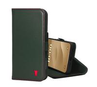 TORRO Leather Case Compatible with iPhone 15 - Premium Leather Wallet Case with Kickstand and Card Slots - Green