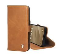 TORRO Leather Case Compatible with iPhone 15 Pro - Premium Leather Wallet Case with Kickstand and Card Slots (Compatible with Official MagSafe Chargers) - Tan