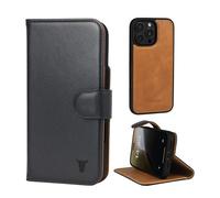 TORRO Leather Case Compatible with iPhone 16 Pro Max - Leather Bumper Case with Magnetically Detachable Wallet Cover with Stand and Card Slots (Compatible with Official MagSafe Chargers) - Black