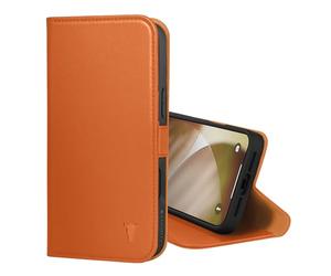 TORRO Leather Case Compatible with iPhone 17 Pro Max 6.9" 2025 - Premium Leather Wallet Flip Case with Kickstand and Card Slots (Compatible with Official MagSafe Chargers) - Orange