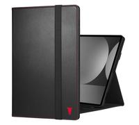 TORRO Leather Case Compatible with Samsung Galaxy Tab S10/S9 Ultra - Premium Leather Galaxy Tab S10/S9 Ultra 2024/2023 Case with Stand Function and Auto Wake/Sleep (Black with Red Detail)