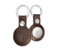 TORRO Leather Keyring/Keychain Compatible with AirTag (2021) and AirTag (2026) - Premium Leather Key Holder with Brushed Metal Ring (Dark Brown)