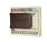 TORRO Leather Money Clip - Premium Leather Magnetic Cash Clip with Microfibre Lining (Dark Brown)