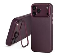 TORRO Slim Leather Case for iPhone 18 Pro MAX and 17 Pro MAX - Dark Cherry | Premium Leather, Slim Bumper Case, Camera Easel, Compatible with MagSafe, Crystal Camera Control Button
