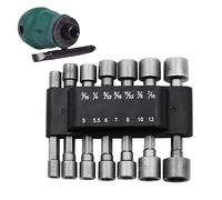 TorSor 15 Pack Power Nut Driver Set with 1/4'' Hex Shank Stubby Screwdriver Metric & SAE Socket Wrench Screw Nuts Adapter for Impact Driver Cordless Impact Wrench Electric Screwdriver Power Drill