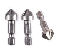 TorSor 3 Pack Countersink Drill Bit Chamfer Bits 6 Flute for 6.35mm 1/4'' Hex Shank Burr Removal Holes Shaping Trimming Opener Tool Polish Knife Cutter Woodworking 90° Degree Center Punch Sets Wood