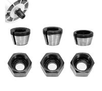TorSor 3 Set Wood Router Collet Adapter with Nuts Kit Replacement Collet Chuck Clamping Adapters for Flush Trim Router Bit Set 6mm 6.35mm 8mm Shank Woodwork Tools Electric Fixed-Base Trim Router