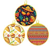 Tortilla Warmer Pouch - 3 Flour Warming Holder, Microwave Insulated Pouch with Soft Fabric, Holds Up to 15 Pancakes with Easy Carry, for Catering Buffets Hosting Pizza Cooking Kitchen Restaurant