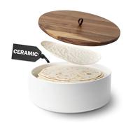 Tortillada - Tortilla Warmer Ceramic with Lid 23.5 cm, Bread Warmer, Pancake Warmer, Tortilla Holder with Lid - Microwave-Safe